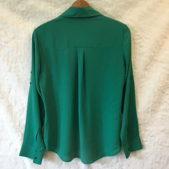 Express Green Long Sleeve Portfolio Button Shirt - Picture 5 of 11